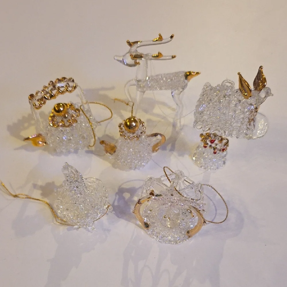 Gold Christmas Ornaments - Elegant Clear and Gold Style Ornament Set